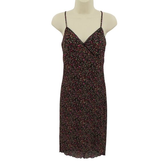 Rampage Junior Small Black Multicolor Flower Floral Mesh Spaghetti Strap Dress - Picture 1 of 10